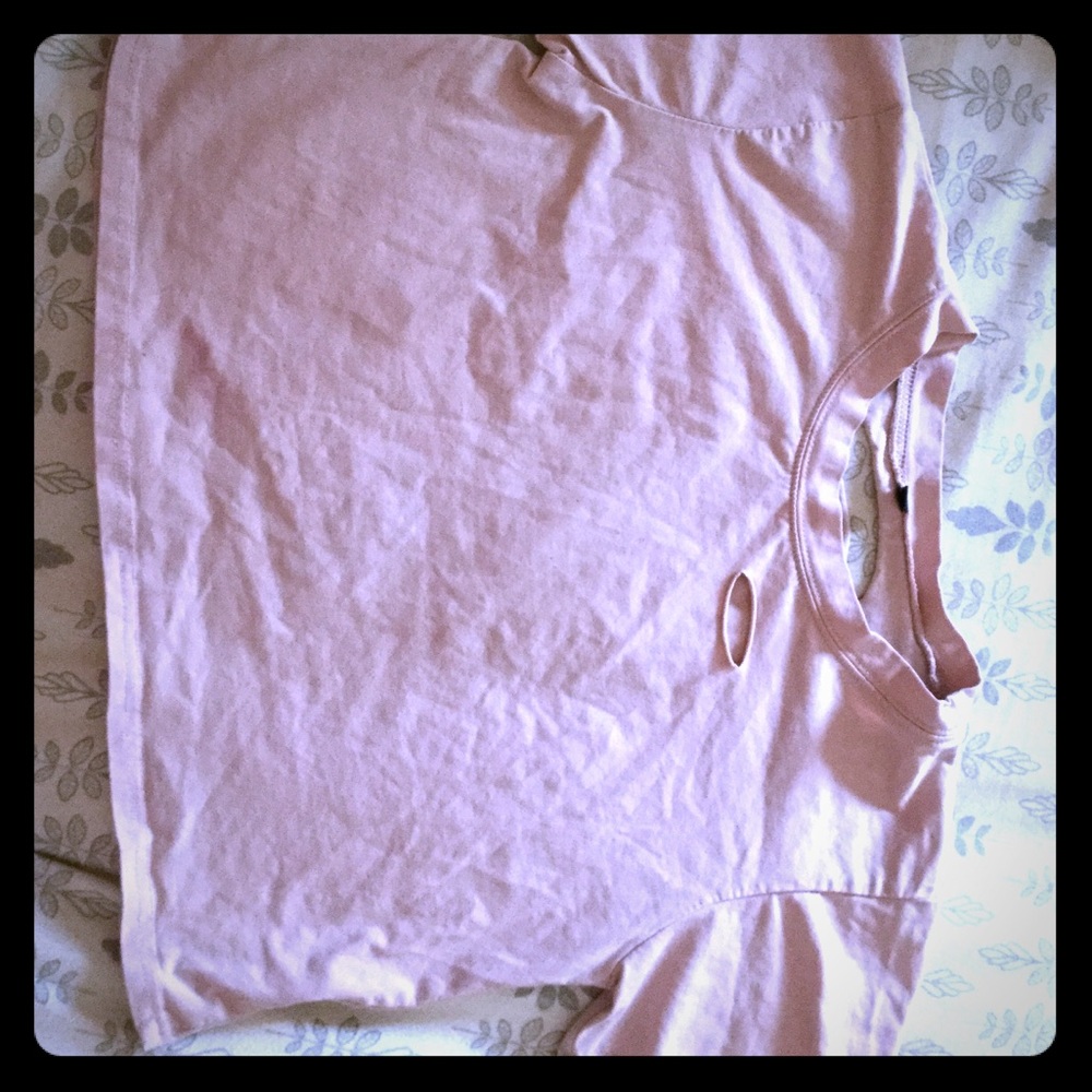 Cropped pink distressed top